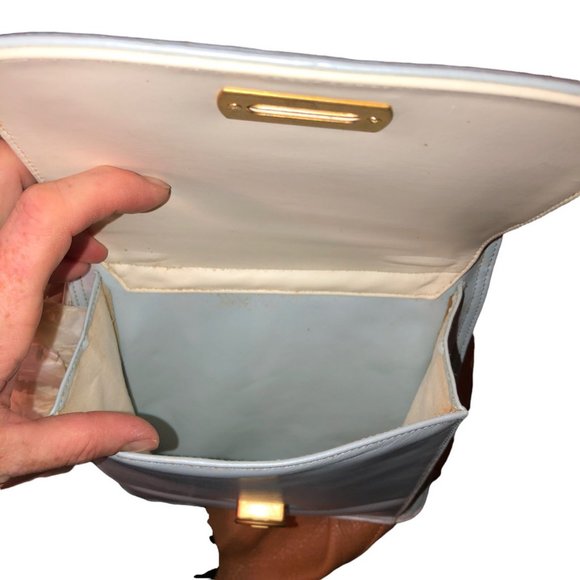 Cee Klein Deadstock NEW NWT vintage pearlized blue leather cross body me… - Picture 2 of 8